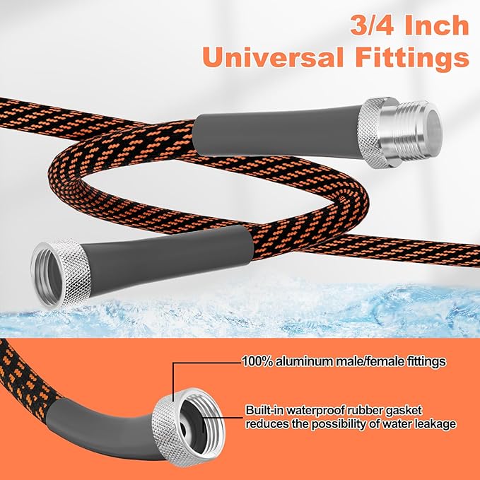 Garden Hose 50 ft, Non-Expandable Water Pipes Flexible, Durable, Kink Free, Lightweight, Suitable for Outdoor, Lawns, Car Wash