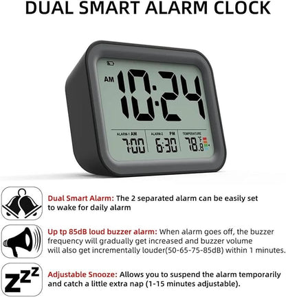 3.86  3inch Snooze Mute Electronic Clock, Black Two-Group Alarm LCD Digital Clock, Home Decoration and Bedroom Alarm Clock