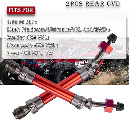 2PCS Rear Drive Shaft CVD RC Upgrades Part for 110 Rustler VXL 2WD 4X4Stampede VXL 2WD 4X4Hoss VXL 2WD 4X4Slash PlatinumSlash UltimateSlash VXL 4x4 2WD RC Car,ARRCat RC Hops Up,Red