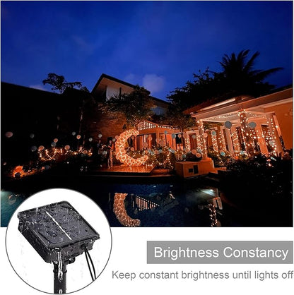 kemooie 2 Pack 100 LED Orange Solar Halloween Lights, 8 Twinkle Modes Waterproof Upgraded Solar Powered Fairy Lights, for Outdoor Garden Patio Christmas Halloween Decorations (Orange)