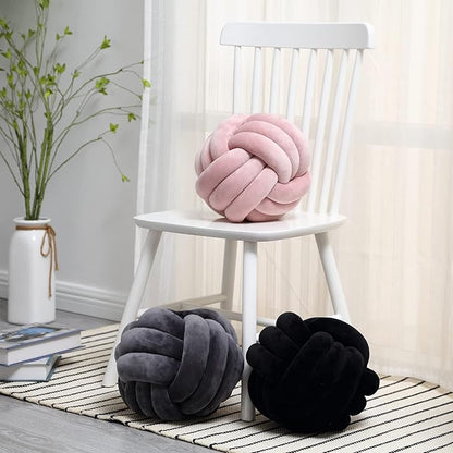 Petrella Knot Pillow Throw Pillows Ball Round Cute Throw Pillows Home Decor Cushion Decorative Aesthetic Spandex,Black 8inch