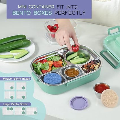 6 Pack Salad Dressing To Go Containers, 1.6 oz Small Stainless Steel Sauce Cups With Leakproof Silicone Lids, For Lunch Boxes, Picnics and Travel