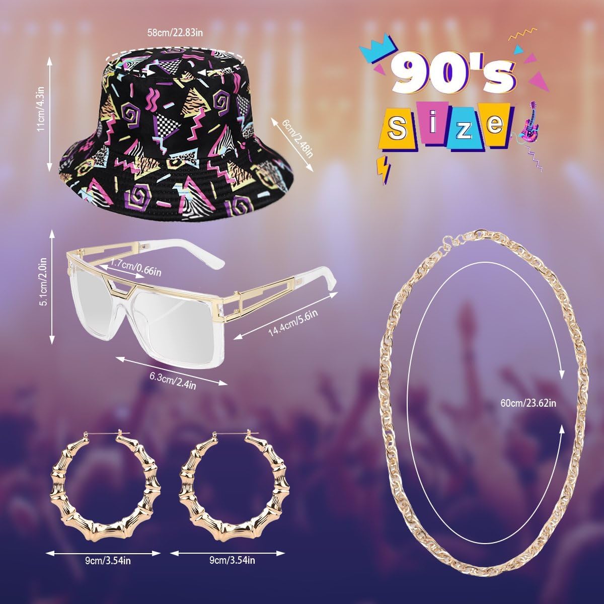 90s Outfit for Women Retro Theme Party Disco Outfit Hip Hop Costume Button Up overall long Sleeve 6PCS