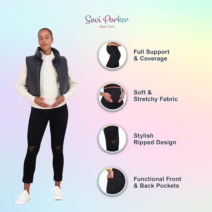 Savi Parker Women’s Maternity Jeans Over The Belly - Pregnancy Clothes for All Seasons, Maternity Pants
