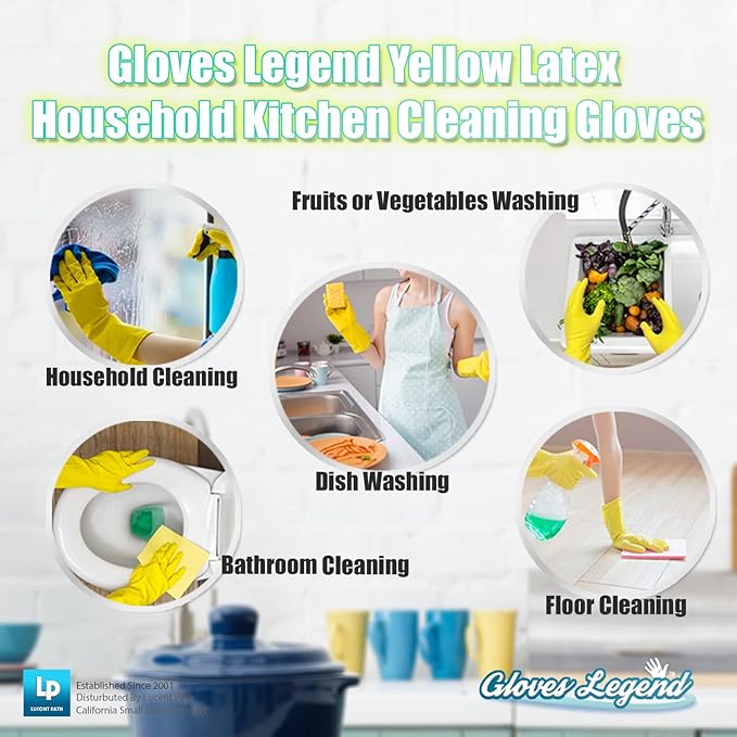 Size Large Yellow Household Kitchen Cleaning Dishwashing Reuseable Gloves