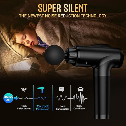 Massage Gun Deep Tissue, Handheld Electric Muscle Massager, High Intensity Percussion Massage Device for Pain Relief with 9 Attachments & 30 Speed(Black
