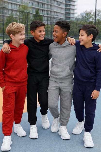 Quad Seven Boys Sweat Suit Set - 2 Piece Soft Fleece Pullover Hoodies and Athletic Cargo Jogger Sweatpants for Boys (5-18)