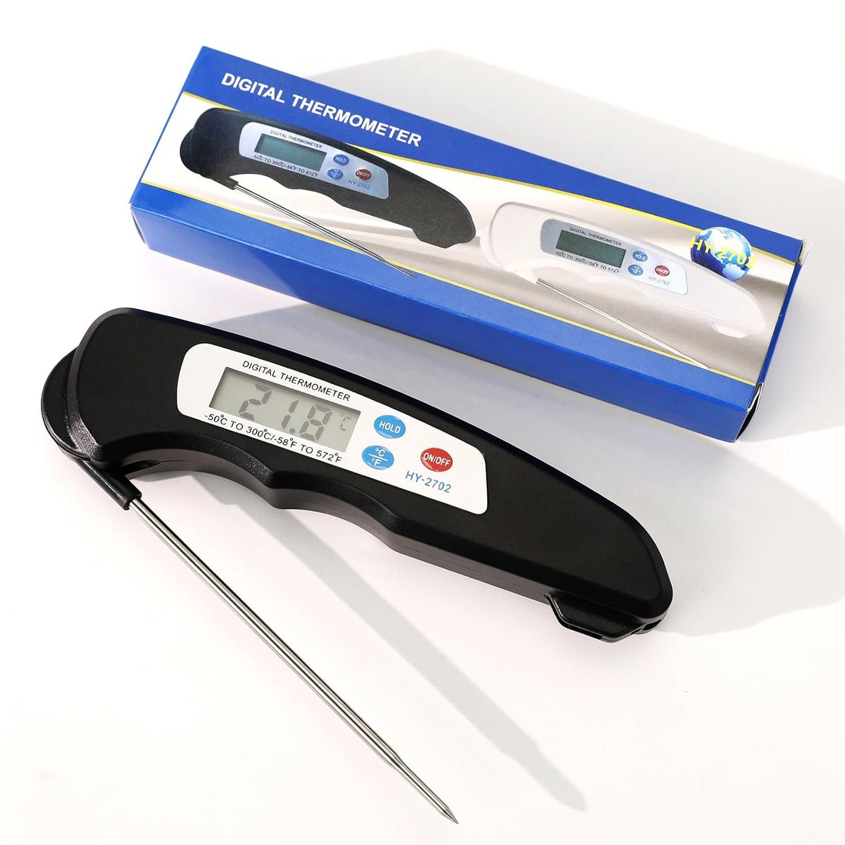 Meat Thermometer Digital - Instant Read Food Thermometer for Cooking Grilling Air Fryer Griddle Probe Kitchen Gadgets Essentials BBQ Accessories Grill Gifts for Men Him Dad Fathers Day