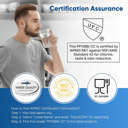 (1PC) PUREPLUS 5 Micron 10" x 4.5" Whole House Sediment and Carbon Water Filter Replacement Cartridge for GE FXHTC, GXWH40L, GXWH35F, GNWH38S, Culligan RFC-BBSA, WRC25HD, PP10BB-CC, Pentek RFC-BB