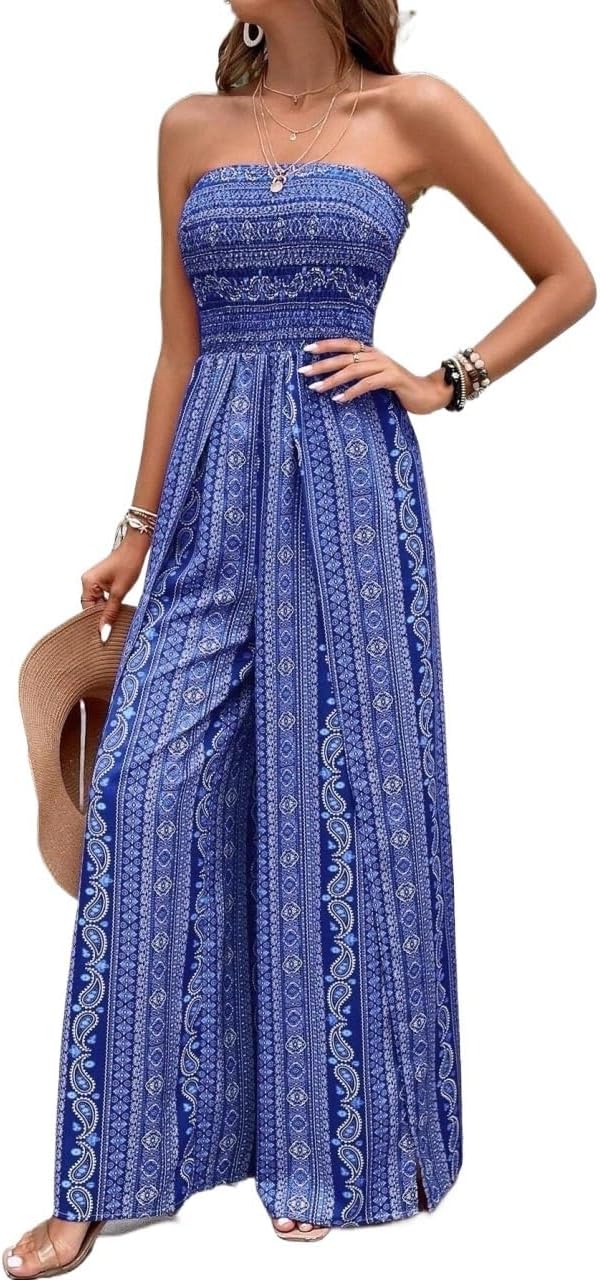 Women's 2026 Casual Jumpsuits Slit Wide Leg Jumpsuit