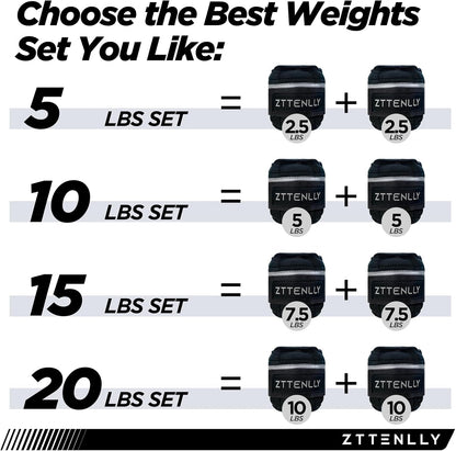 ZTTENLLY Adjustable Ankle Weights with Carry Bag, Pair