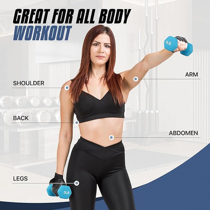 MADOG Dumbbell Set, Anti-Slip Neoprene Coated Hexagon Hand Weights for Home Gym Equipment Workouts Strength Training