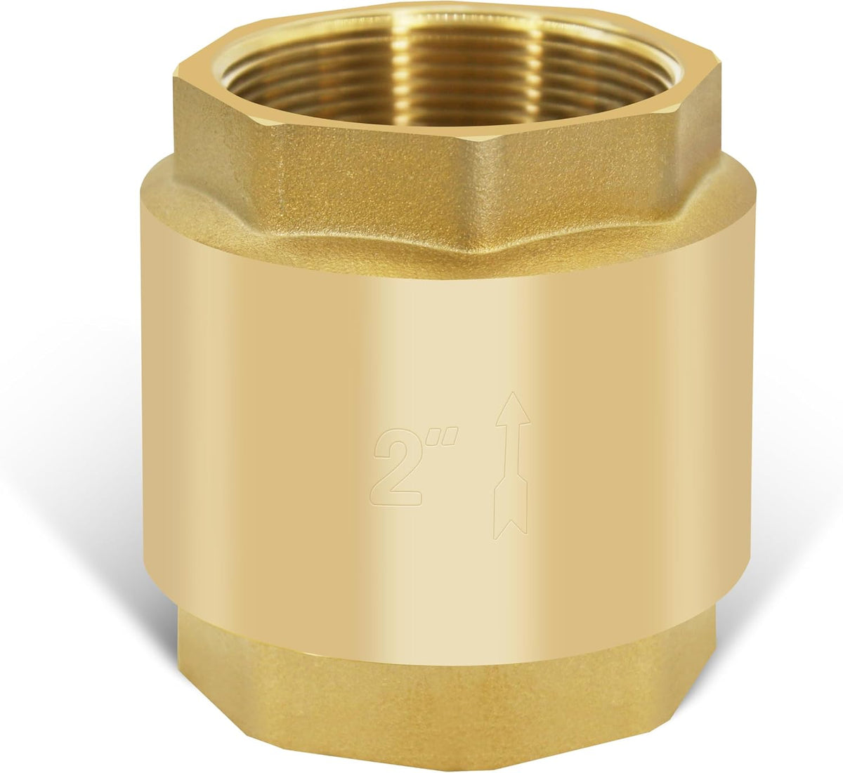 2" NPT Brass Vertical Check Valve, NPT Thread Vertical Lead-Free In-Line Spring Check Valve, Non Return One Way Counterflow Valve to Prevent the Medium Backflow for Oil Water Gas Air DN50