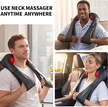 Neck Massager with Heat, Back Massager Deep Tissue, Electric 3D Kneading Massage Pillow for Pain Shiatsu Back and Shoulder Massager, Birthday Christmas Gift for Women Men Dad Mom