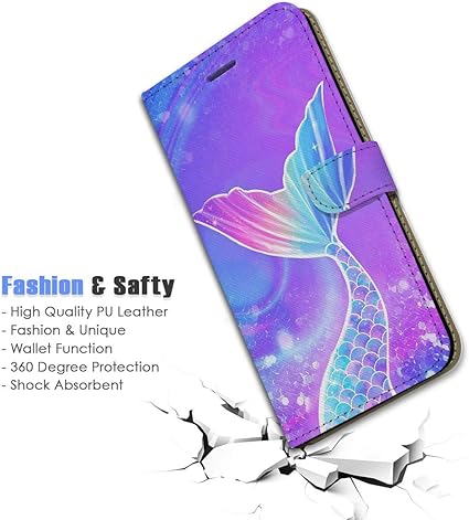 for iPhone 12, iPhone 12 Pro, Designed Flip Wallet Phone Case Cover, A24236 Fantasy Mermaid Tail 24236