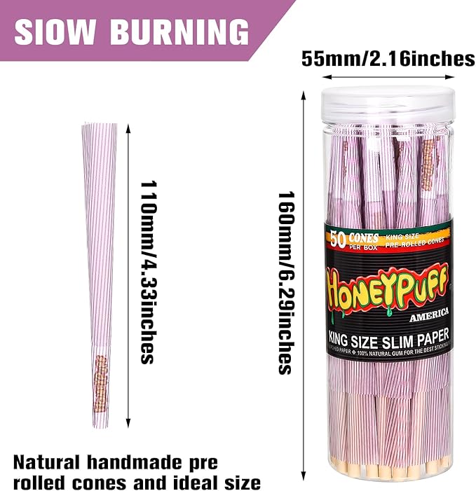 Purple Pre Rolled Cones, 50 Pack King Size Preroll Cones Rolling Papers With Filter Tips