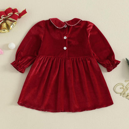 Seyurigaoka Toddler Baby Girl Dress Big Sister Outfits Ruffle Long Sleeve A-line Dresses Cute Fall Winter Clothes
