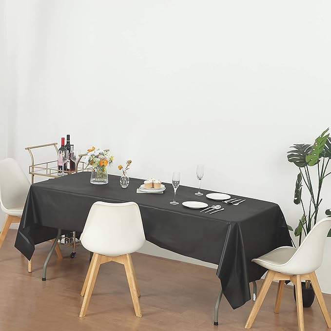 Evershine 4-Pack Heavy Duty Black Rectangle 54" X 108" Plastic Table Covers Tablecloth (Reusable) (Rectangle 54" x 108", Black)
