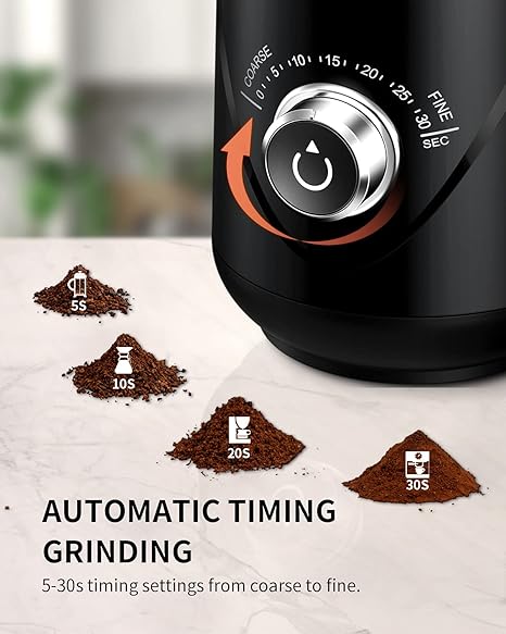 SHARDOR Upgraded Adjustable Coffee Grinder Electric, HerbSpice, Espresso Grinder with 1 Removable Stainless Steel Bowl, Black, 2.0
