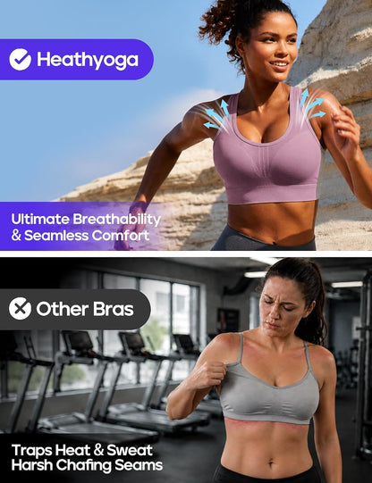 Heathyoga High Impact Sports Bras for Women High Support Padded Sports Bra Pack Racerback Bras for Women Workout Bra Sets