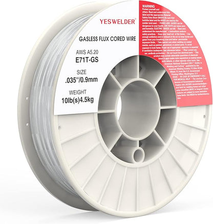 YESWELDER Flux Core Gasless MIG Wire, E71T-GS Mild Carbon Steel .035-Inch Diameter 10-Pound, Strong ABS Plastic Spool Welding Wire