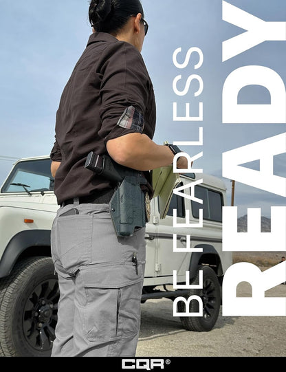 CQR Women's Flex Stretch Tactical Pants, Water Resistant Ripstop Cargo Work Pants with Pockets for Outdoor & Hiking