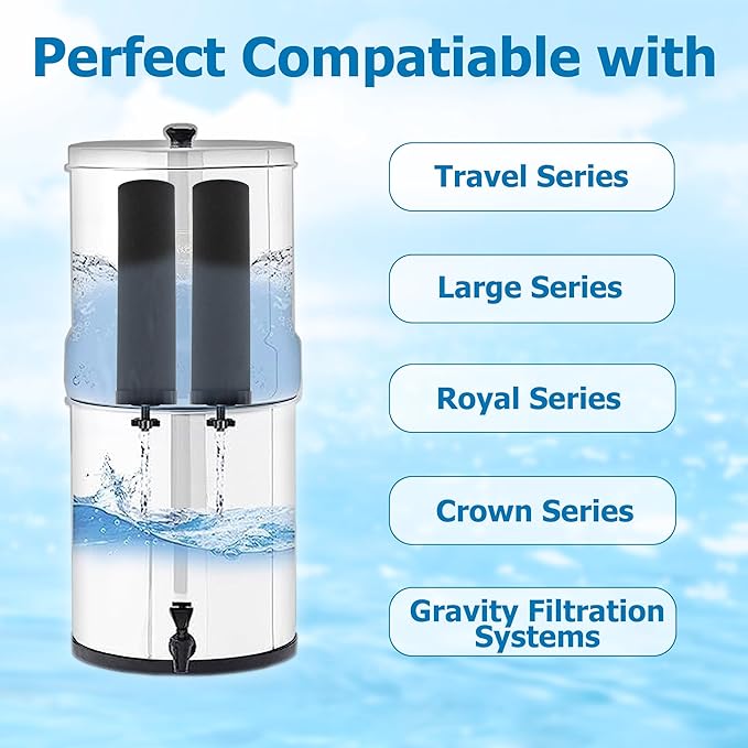 Water Filter Replacement for Berkey BB9-2 Black Activated Carbon Filters, Compatible with Berkey Gravity Water Filter System, Pack of 2