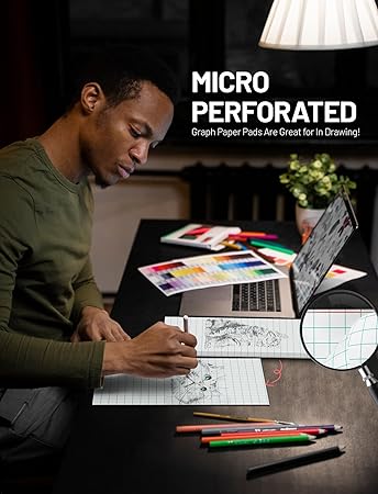 Graph Paper Pads 8.5 x 11 Graph Paper Notebook 8 Pack Grid Notebook Paper Pad 2x2 Quad Grid Paper Pad 8-12 x 11 White Quadrille Pad 8.5" x 11" Graft Paper Graph Pad 70 GSM Grid Tablet 50 SheetsPad