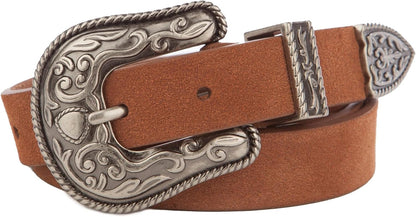 Lucky Brand Women's Western Leather Belt | Classic | Fashion | Vintage | Buffalo Leather | Western-Inspired