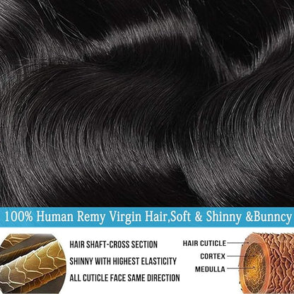 Cirvty 20 Inch Body Wave Bundle Human Hair 1 Bundles Body Wave Bundles 100 Unprocessed Brazilian Virgin Hair Bundles Double Weft Weave Bundles Human Hair Natural Black Color