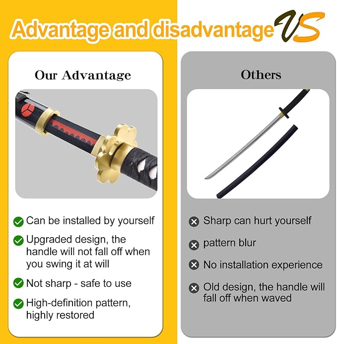 Anime Sword 41 inch,Zoro Sword/wado ichimonji Sword/Anime Original Texture,for Role-Playing and Collection, with One Display Stand