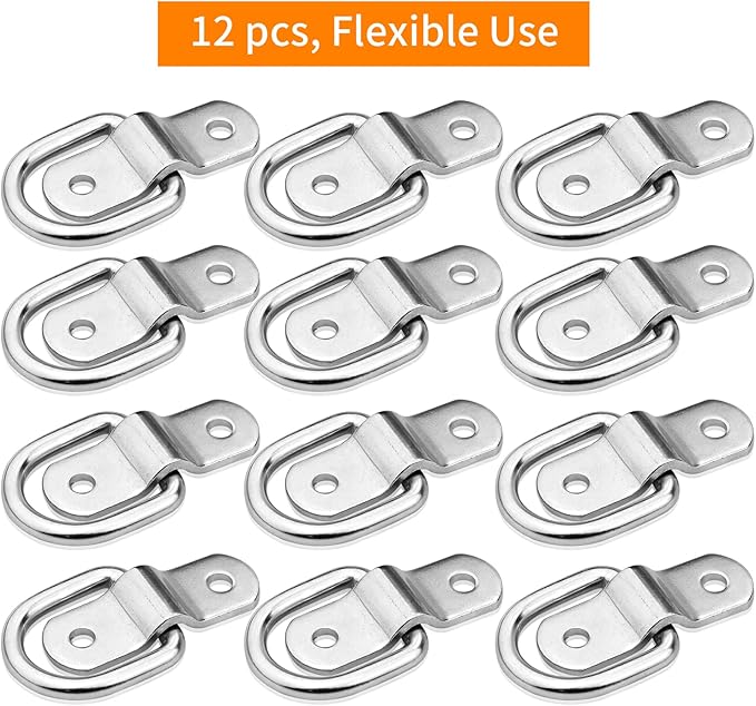 D-Ring Tie Downs Anchor14 Heavy Duty Surface Floor Mount Lashing Rings 2400 lbs Cargo Trailers Load-Bearing Hangers Bracket (Pack of 12)