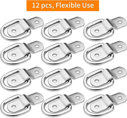 D-Ring Tie Downs Anchor14 Heavy Duty Surface Floor Mount Lashing Rings 2400 lbs Cargo Trailers Load-Bearing Hangers Bracket (Pack of 12)