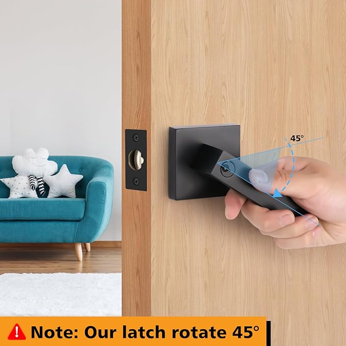 Adjustable Door Latch 2-38''(60mm)or 2-34''(70mm), 45 Turning Angle Universal Door Lock Replacement Part with 516'' Square Hole, Suitable for Interior Door and Front Door Leverset Latch.
