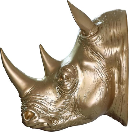 Hi-Line Gift Ltd Rhino Head Statue Wall Mount Art Gold Color