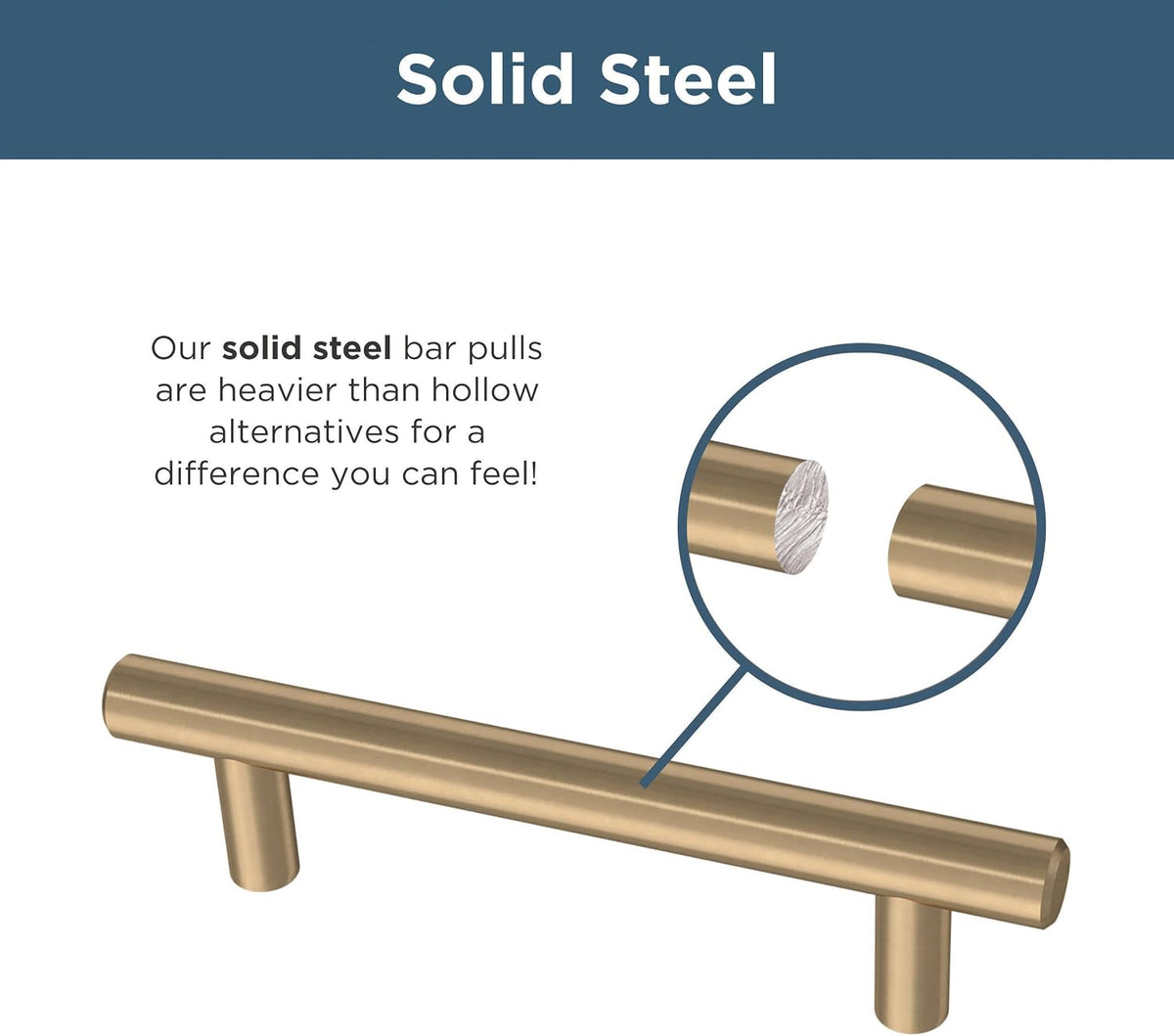 Franklin Brass (10-Pack) – Champagne Bronze Cabinet Handles, 3 Inch Hole Center, Modern Pulls for Drawers, Kitchen Cabinet Door, Dressers | Solid Bar