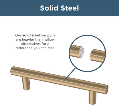 Franklin Brass (10-Pack) – Champagne Bronze Cabinet Handles, 3 Inch Hole Center, Modern Pulls for Drawers, Kitchen Cabinet Door, Dressers | Solid Bar