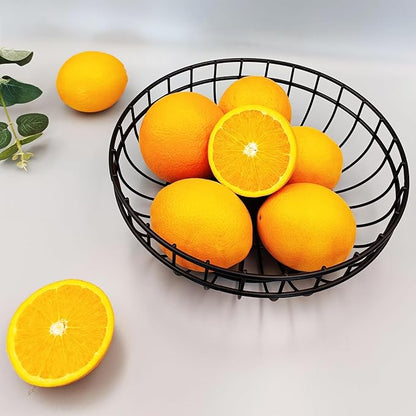 decorative baskets for homedecor, wire fruit vegetable bowl, desktop storage basket suitable for kitchen counters, modern simple single-layer fruit basket?black)