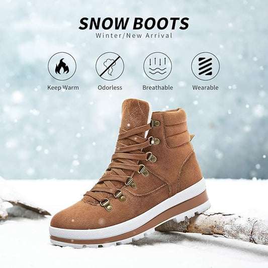 FRACORA Womens Combat Boots Lace Up Ankle Boots Winter Snow Boot Side Zipper Fashion Booties...