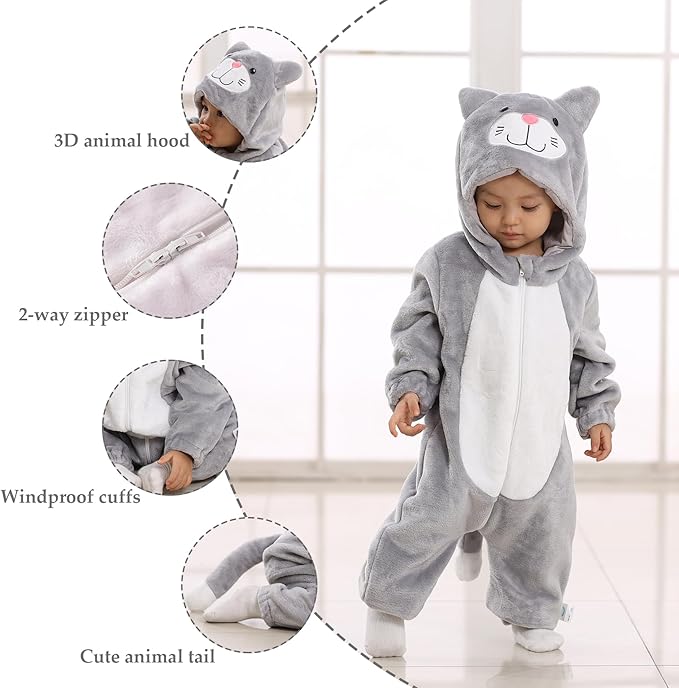 TONWHAR Unisex-Baby Animal Onesie Costume Cartoon Animal Outfit Homewear Kids' One-Piece Rompers