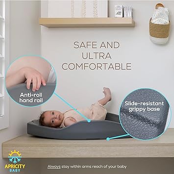 Apricity Baby Changing Pod- Grey - Waterproof Non-Slip Changing Pad Easy-to-Clean Diaper Changing Station for Dresser Tops Large Portable Wiapeable Changing Pad for Newborns to Toddlers Diaper Changer