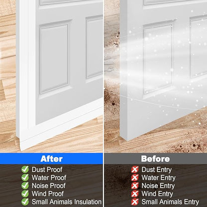 ToLanbbt Weather Stripping Silicone Door Seal Strip 2 in x 20 ft Door Draft Stopper Self Adhesive Door Draft Tape, Side  Bottom Gaps Insulation Strip for Glass Shower Door Sliding Door Window, White