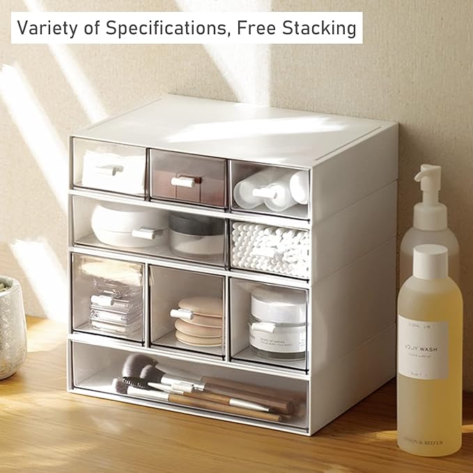 Desk Organizer-Stackable Storage Drawers, Desk Drawer Organizer Perfect For Collection Small ItemCosmetic Office Supplies - 2 drawers (White)