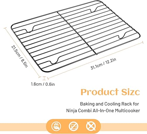 Baking and Cooling Rack for Ninja Combi All-In-One Multicooker - NonStick Wire Rack for Multiple Use, Stainless 12.2 Inch Rack for Ninja SFP701, SFP700