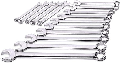 Max Torque 15-Piece Premium Combination Wrench Set, Chrome Vanadium Steel, Long Pattern Design | Include Metric Sizes 8, 9, 10, 11, 12, 13, 14, 15, 16, 17, 18, 19, 20, 21, 22mm with Storage Rack