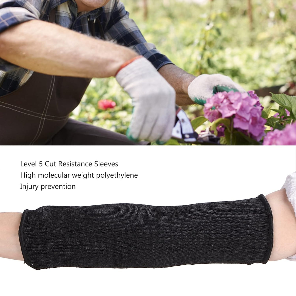 Protective Sleeves, avoid Cut Burn Resistant Sleeves Safety Protective Sleeves, avoid Heat Scratch & Cut Resistant Arm Sleeve with Finger Opening, Protectors for Safety Black (only 1 pais)
