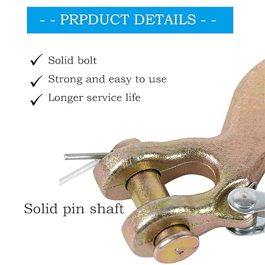 1 Pack Clevis Slip Hook, 3/8 Inch Clevis Safety Hook with Safety Latch, Heavy Duty Forged G70 Chain Hook for Truck Trailer Winch Transport Tow Chain Hook, 18,000 Lbs Capacity