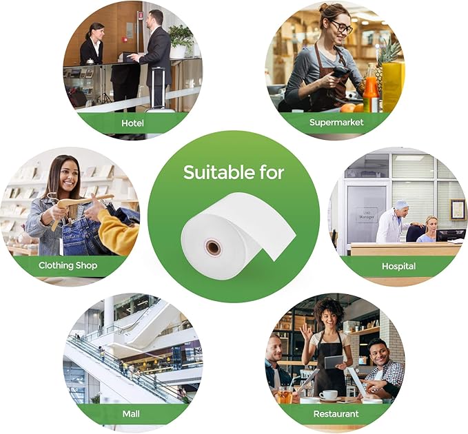 MUNBYN Thermal Paper 3 1/8 x 230ft, 10 Rolls Receipt Paper Work for Star Micronics TSP100 TSP143 Epson 80mm Receipt Printer Square POS Register, 80mm Thermal Receipt Paper, BPA Free, Plus Version