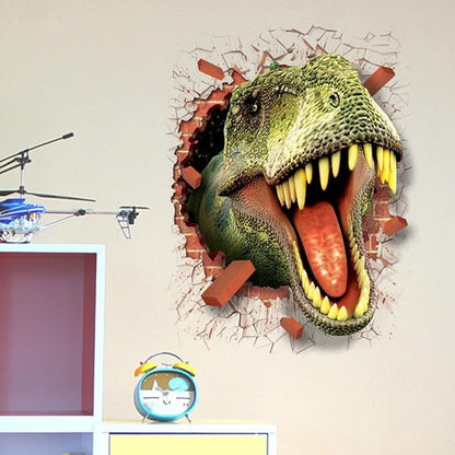 U-Shark 3D Self-adhesive Removable Break Through The Wall Vinyl Wall StickerMural Art Decals Decorator (3D Dinosaurs Opening Mouth(19.7" X 27.6"))