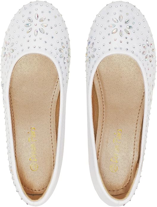 DREAM PAIRS Girls Dress Shoes Slip-on Rhinestone Glitter Ballet Flats for Wedding, Party, Birthday, Prom, Little KidBig Kid
